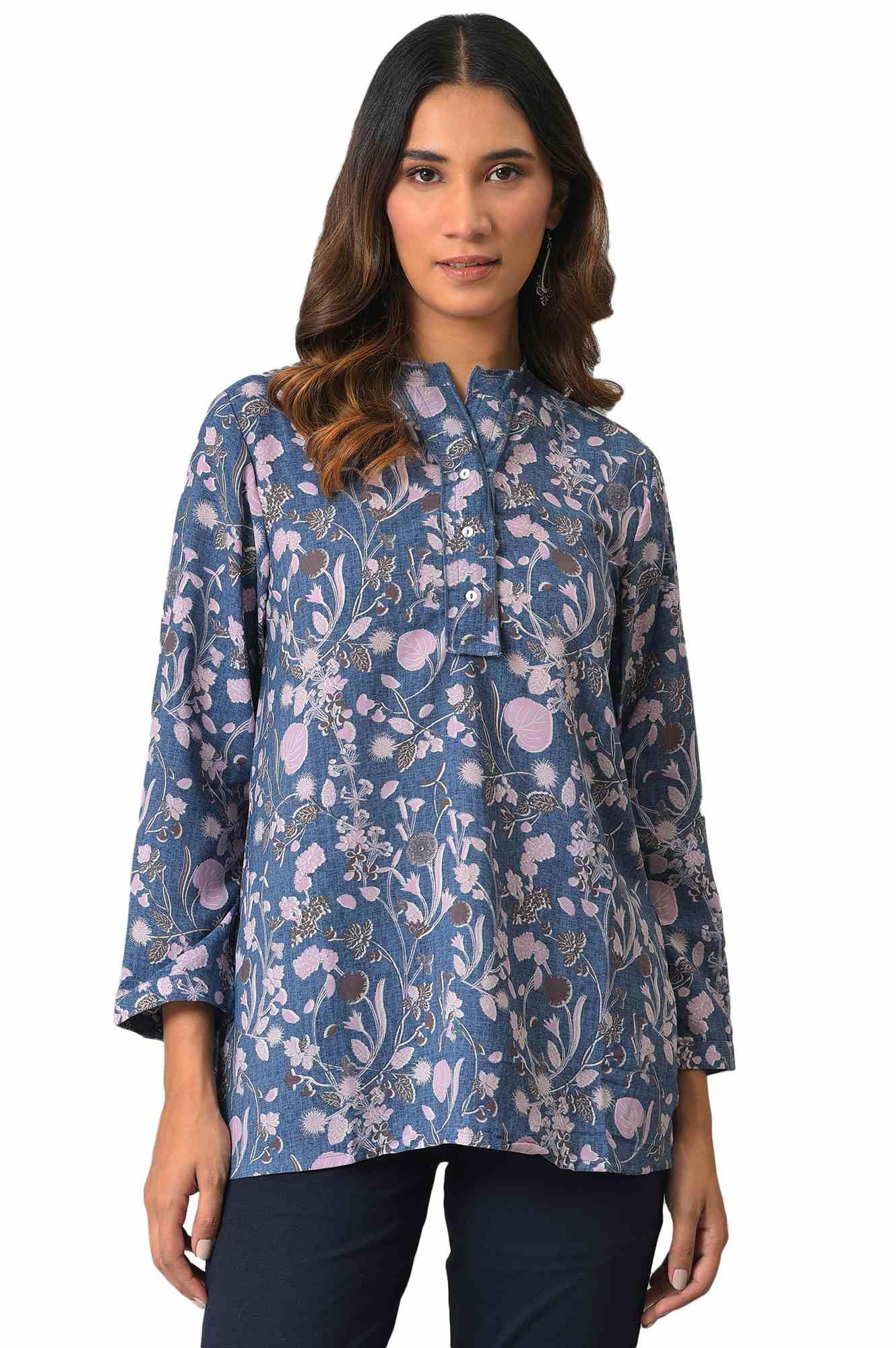 W for Woman Women's Regular Fit Top (22FEW31136-810104_Blue