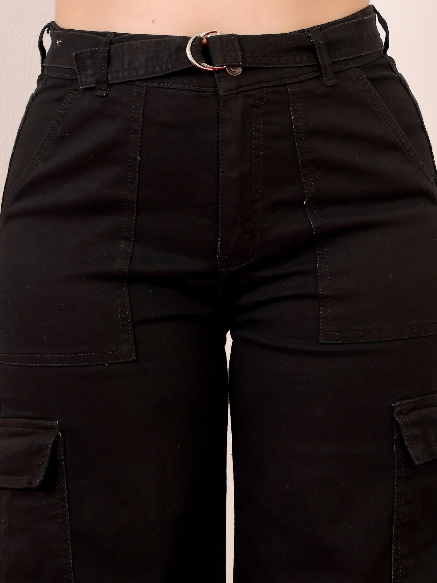 Miss Chase A+ Women's Wide Leg High Rise Regular-Length Stretchable Denim Jeans (APSS23DEN12-53-367-32, Licorice Black, 32)