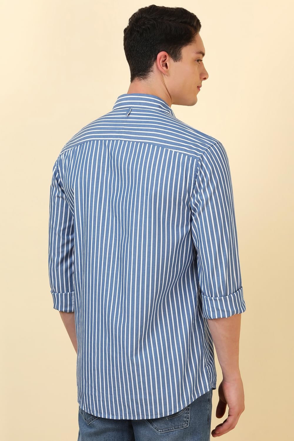 Allen Solly Men's Striped Regular Fit Shirt (ALSFACUF220539_Blue