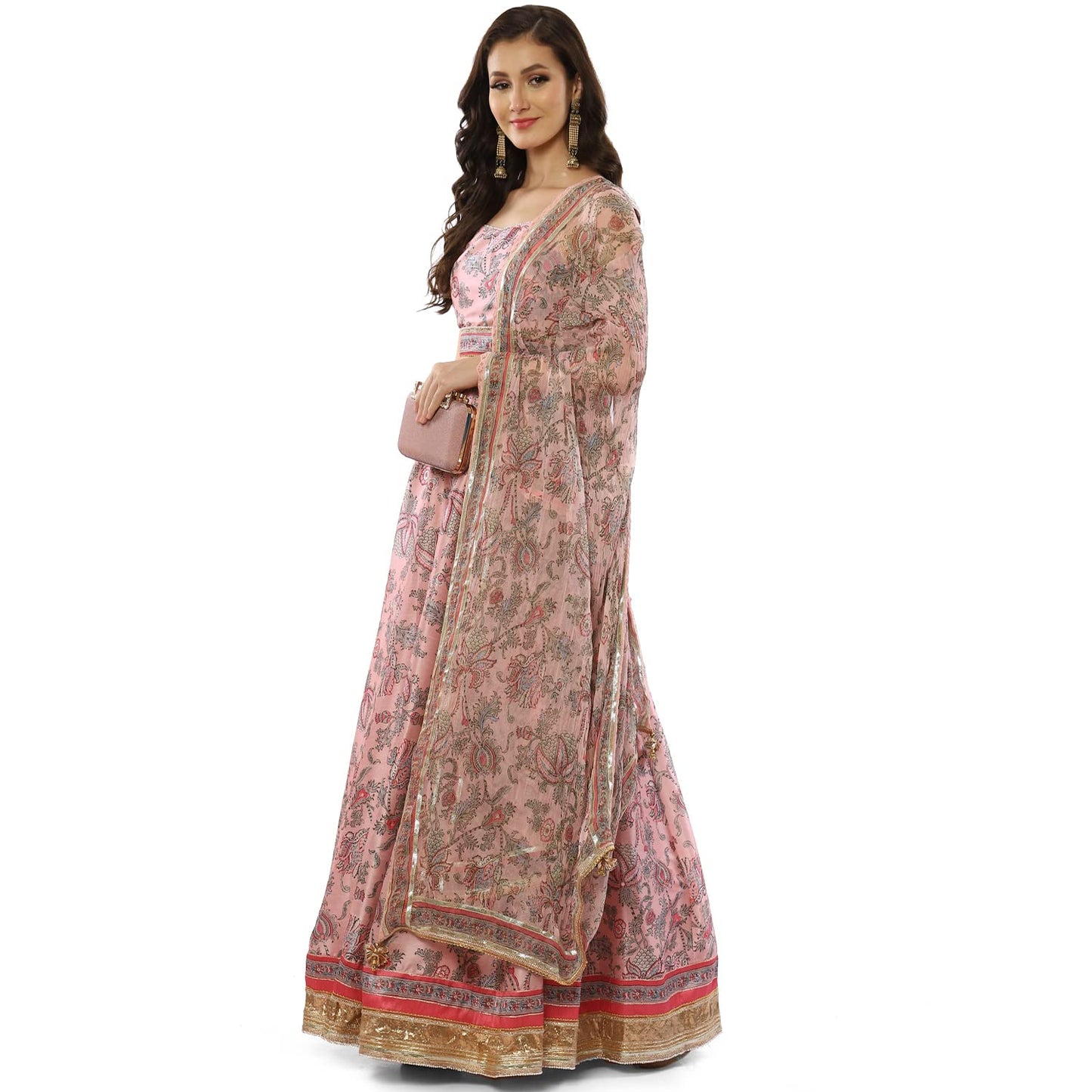 BIBA Women's Polycotton Lehenga Set (SKDASSORTED8263_Soft Pink_38)