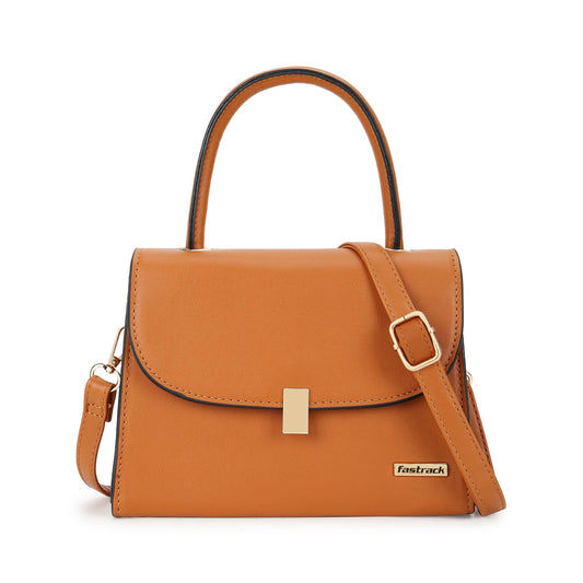 Fastrack Solid PU Structured Handheld Bag For Women, Girls and Ladies| with Detachable Sling Strap and Button closure | Ladies Purse Handbag | Handbags for Casual Carry