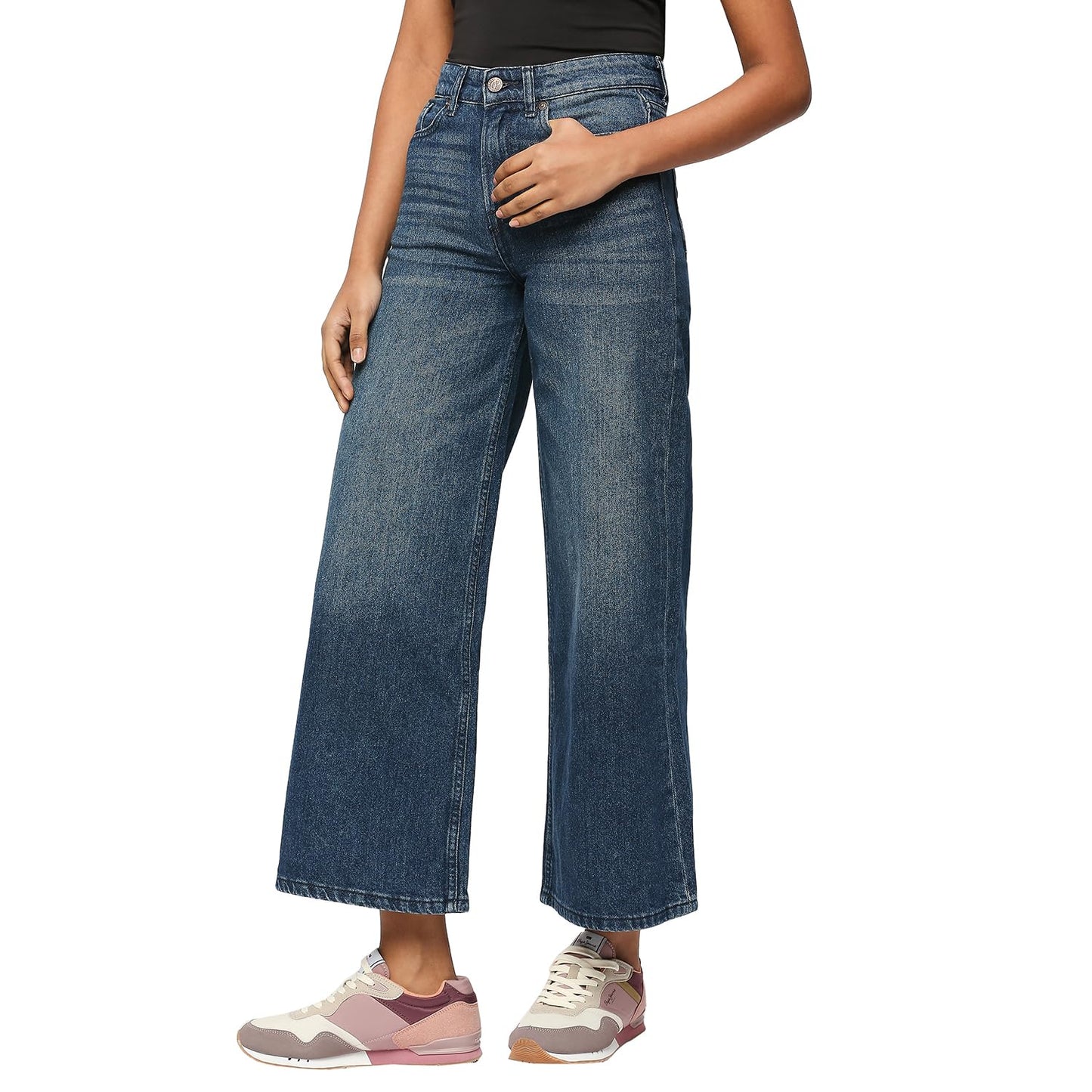 Pepe Jeans Women's High Rise Wide Leg Fit Jeans