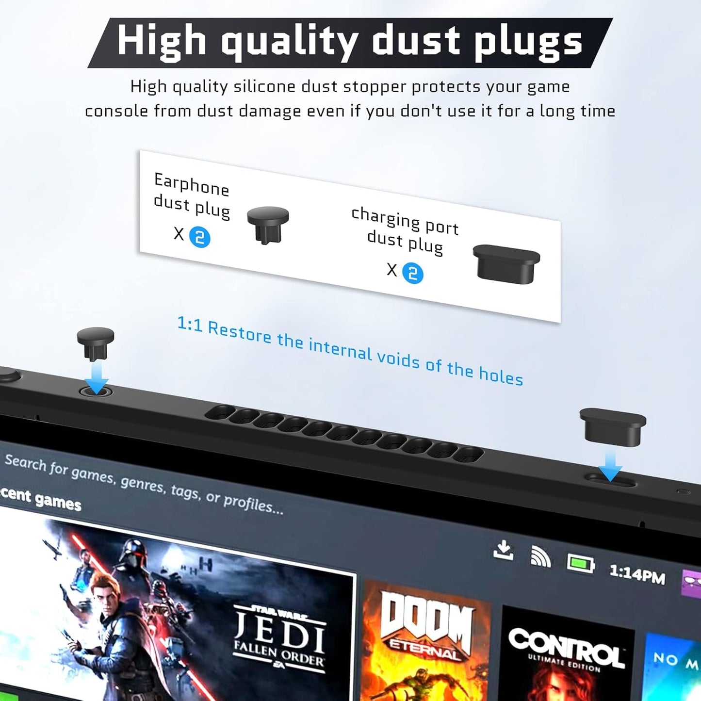 New World Dust Proof Kit for Steam Deck, Protective Accessories for Steam Deck with Protective Sticker, Dust Plugs, Dust Cover, Rocker Caps, Accessories for Steam deck