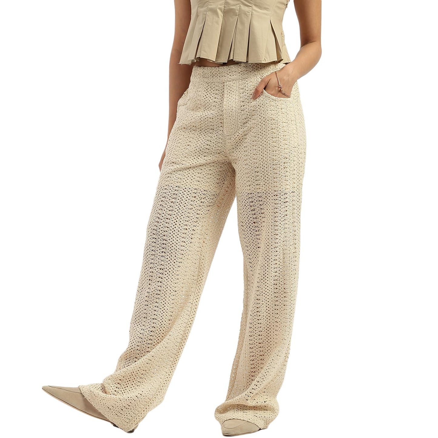 UNITED COLORS OF BENETTON Crochet Wide Leg Fit Trousers