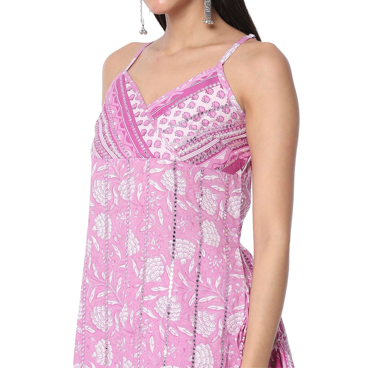 BIBA Women's Pure Cotton Kurta Set (SKDJAPUD10736SS25PNK_Pink