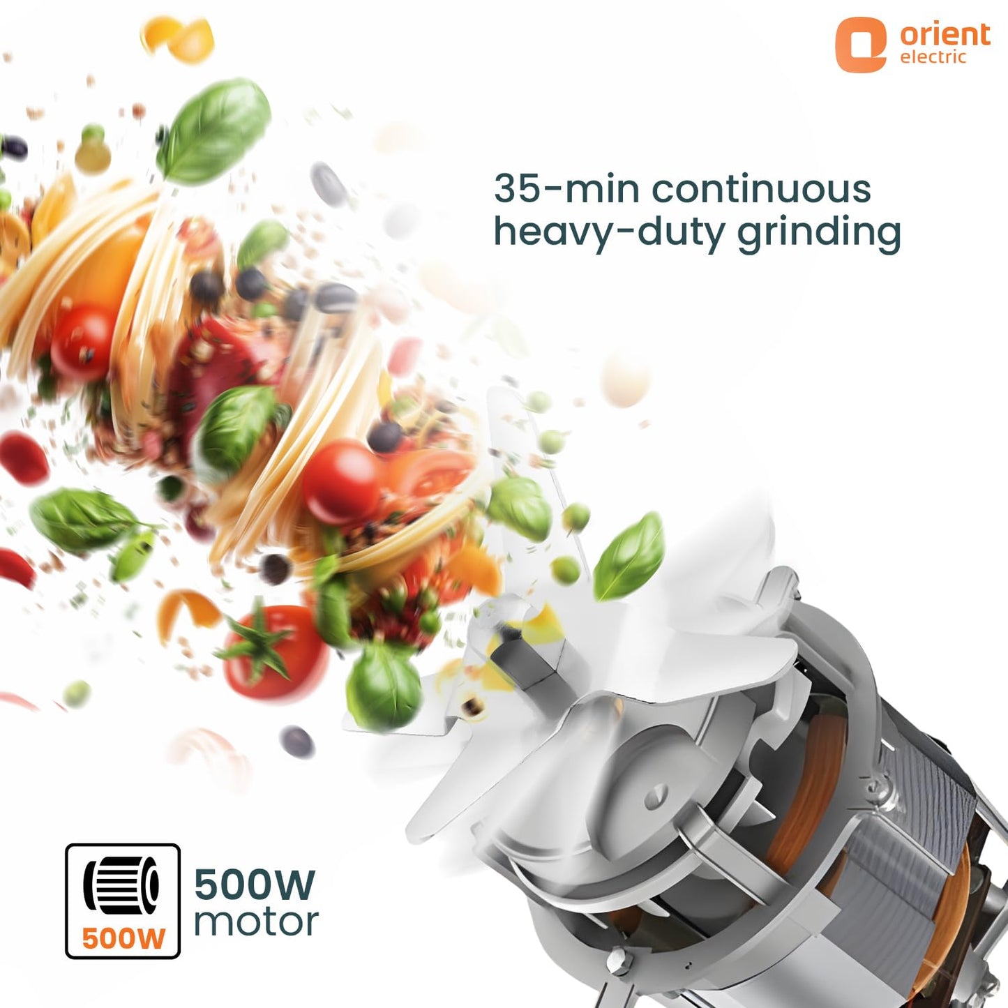 Orient Electric 500W mixer grinder | Kitchen Kraft 500 MGKK50B3 with 3 SS jars | Longer life balanced coil motor | ABS body | Uniform grinding | 5 years motor warranty