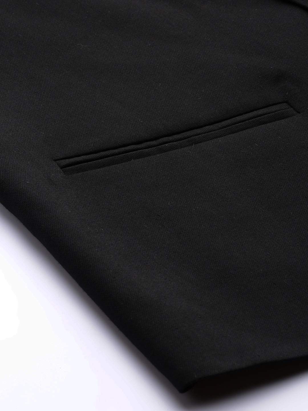 MANQ Men Black Solid Slim Fit Single-Breasted Three-Piece Formal Suit (Size: 38)