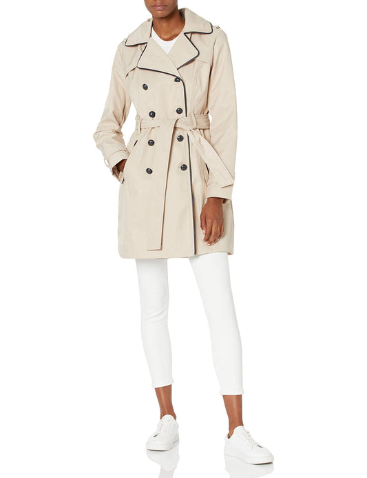 GUESS Women's Ladies Double Breasted Trenchcoat, Khaki, X-Large