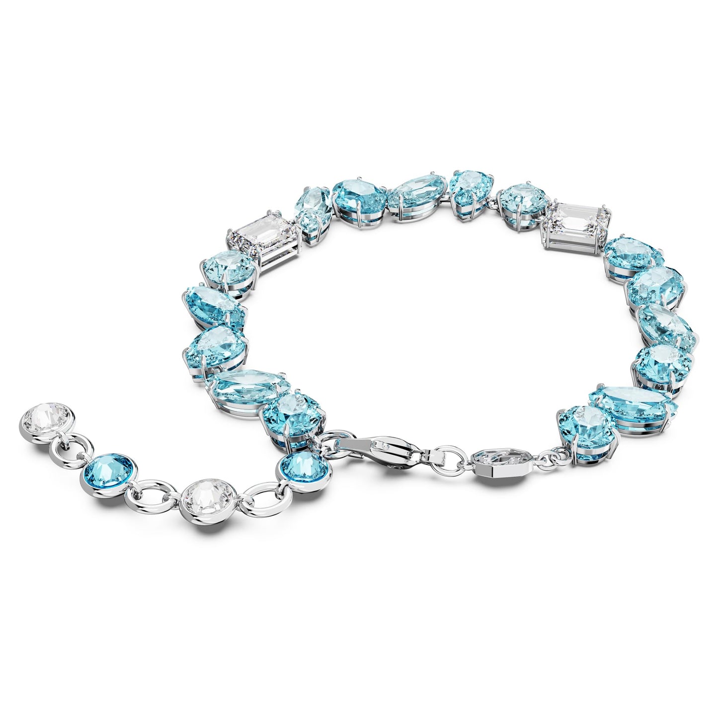 Swarovski Gema bracelet, Mixed cuts, Blue, Rhodium plated