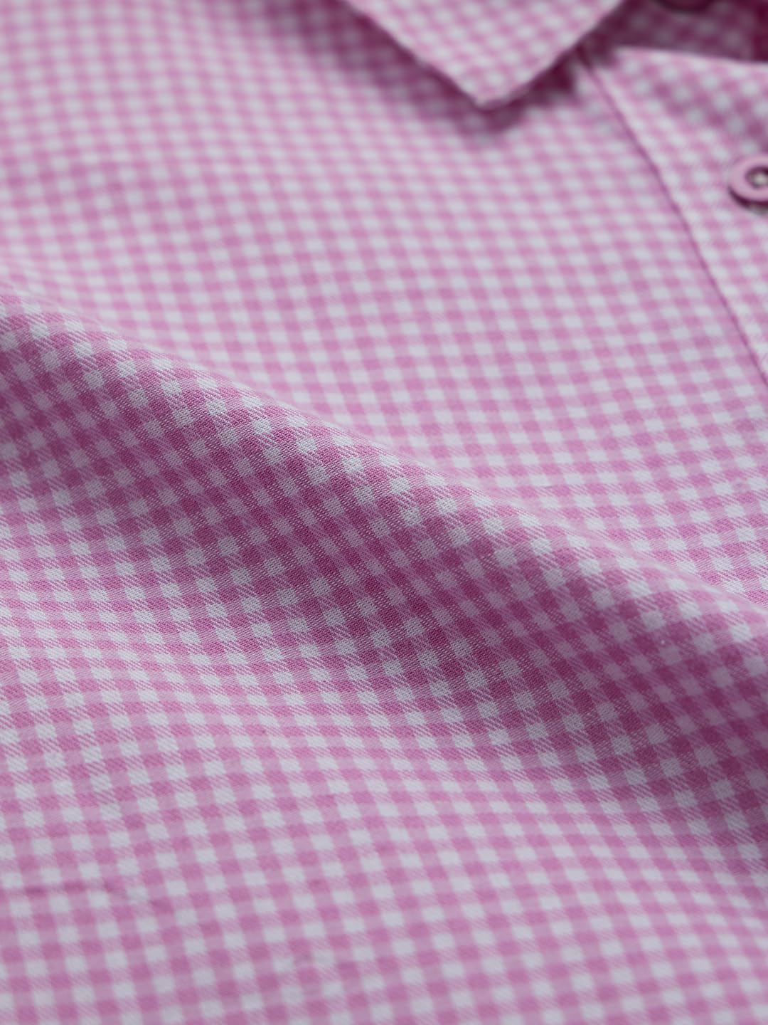 The Souled Store Hello Kitty: Very Plaid Women and Girls Long Sleeves Collared Neck Button Front Cotton Boyfriend Shirts Pink