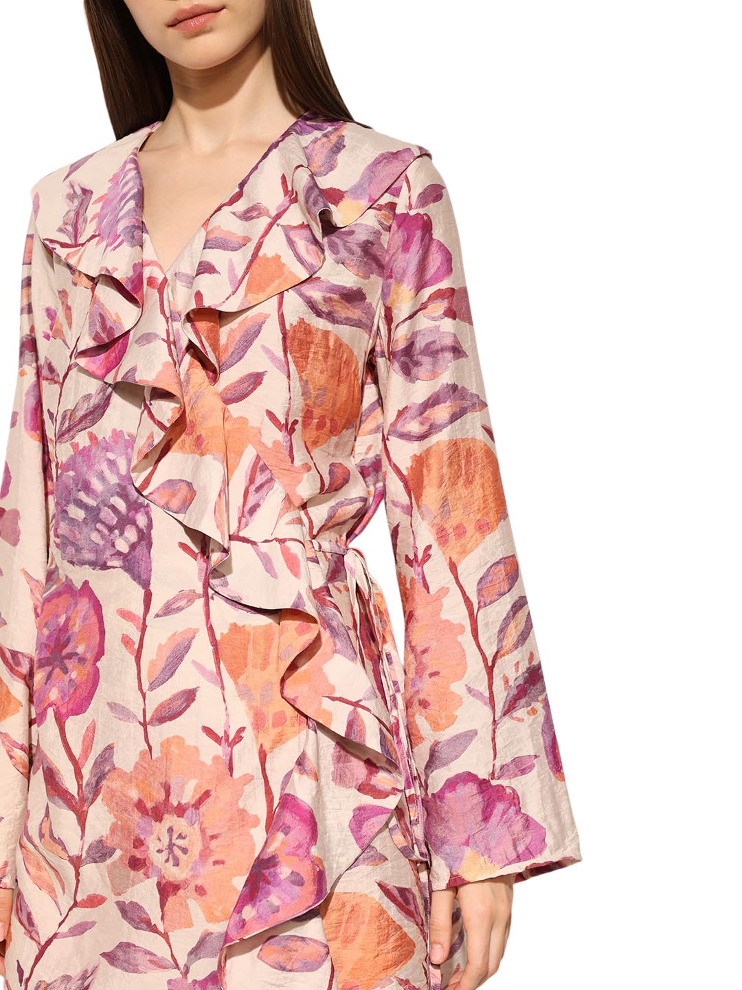 ONLY Women's Floral Print Wrap Multicolor Dress