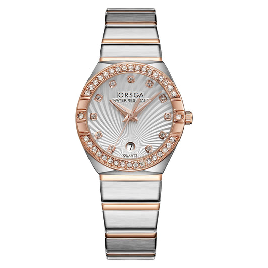 ORSGA Analogue, Celesa Stainless Steel Watches For Women Silver Dial Rose Gold Silver | Ladies Watch