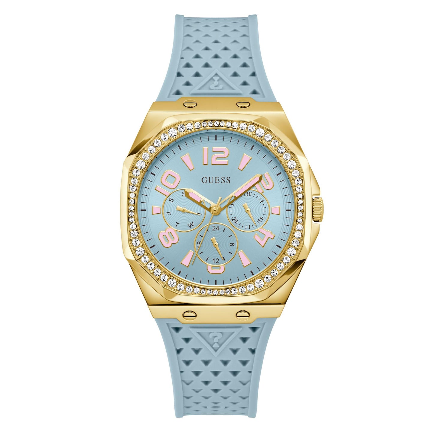 GUESS Silicone Women 39.5 Mm Blue Dial Analog Watch- Gw0694L1