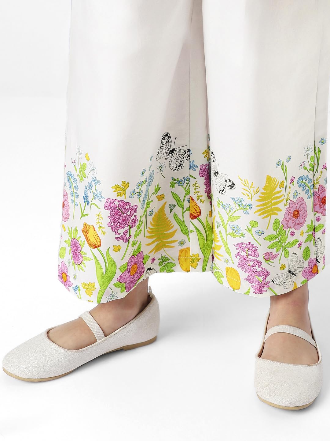 Nautinati Girls Floral Printed One Shoulder Top with Pants Set