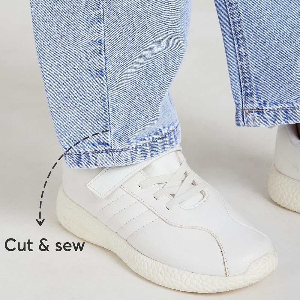 Hopscotch Girls Blue Pure Cotton Loose Fit Jeans (7-8 Years)