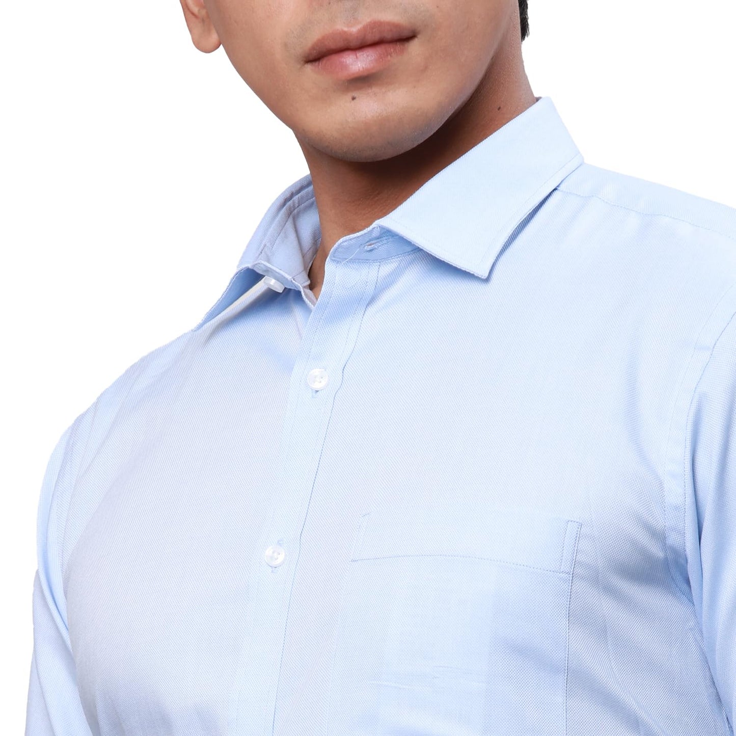 Park Avenue Men's Structure Slim Fit Shirt (PMSX17929-B2_Light Blue