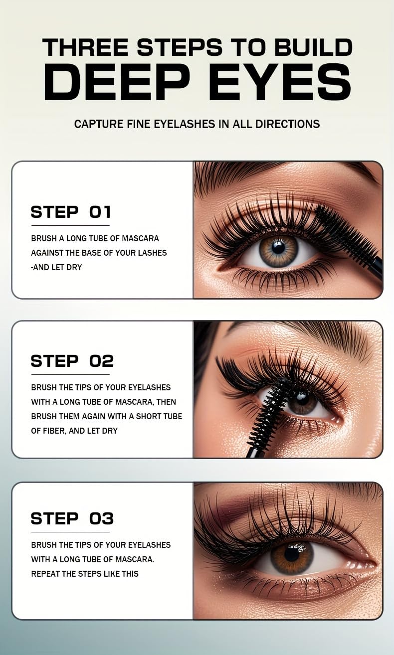 Gege Bear Dream Party Curling Mascara with Lash Fibers: Three-Step Formula for Fuller, Longer, and Curled Lashes