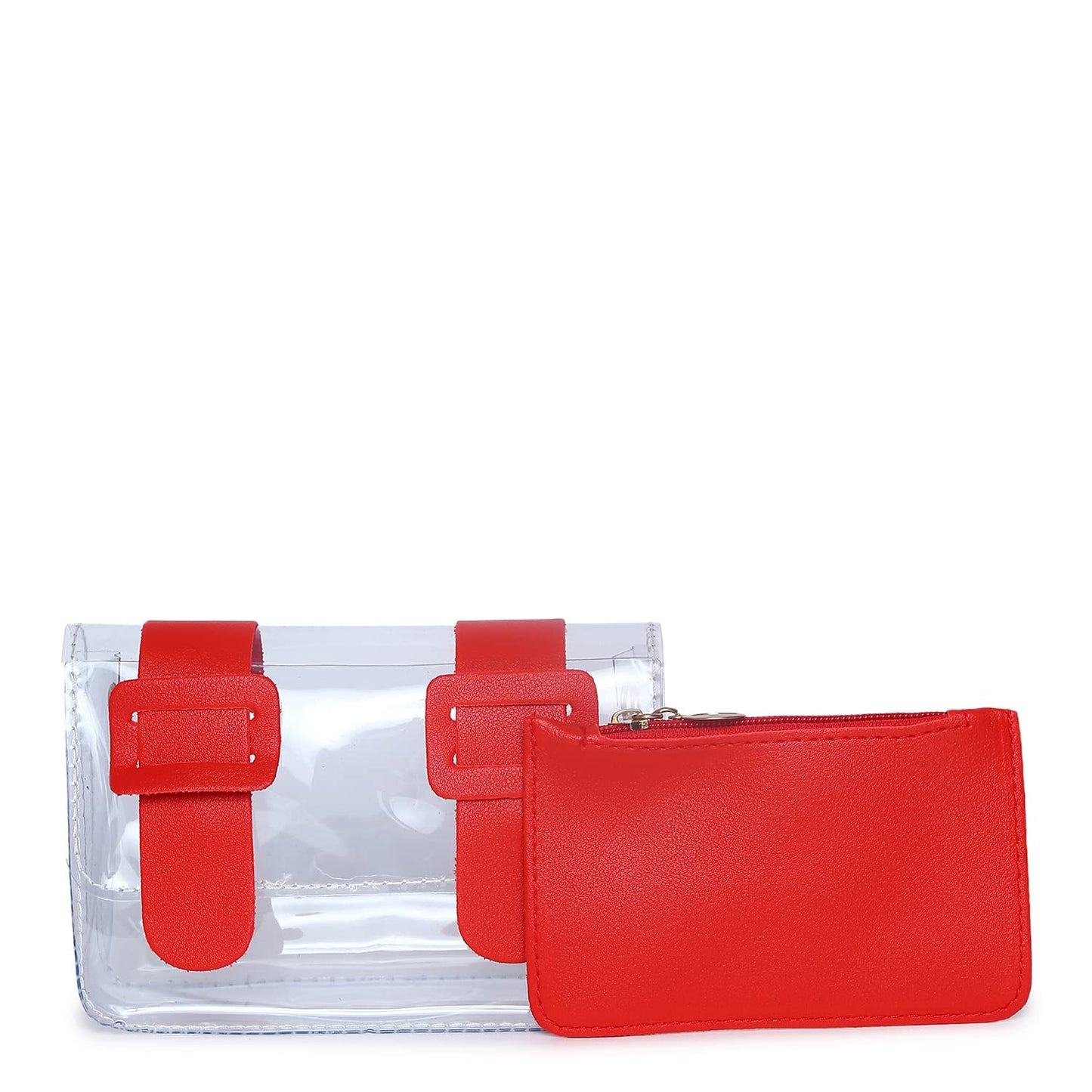 Haute Sauce Transparent Red Pouch Sling Bag with Magnet Lock for Women & Girls | Bags for women | Trendy, Cute, Fancy, Stylish, Purse, handbag, side bag for ladies | small bags for women