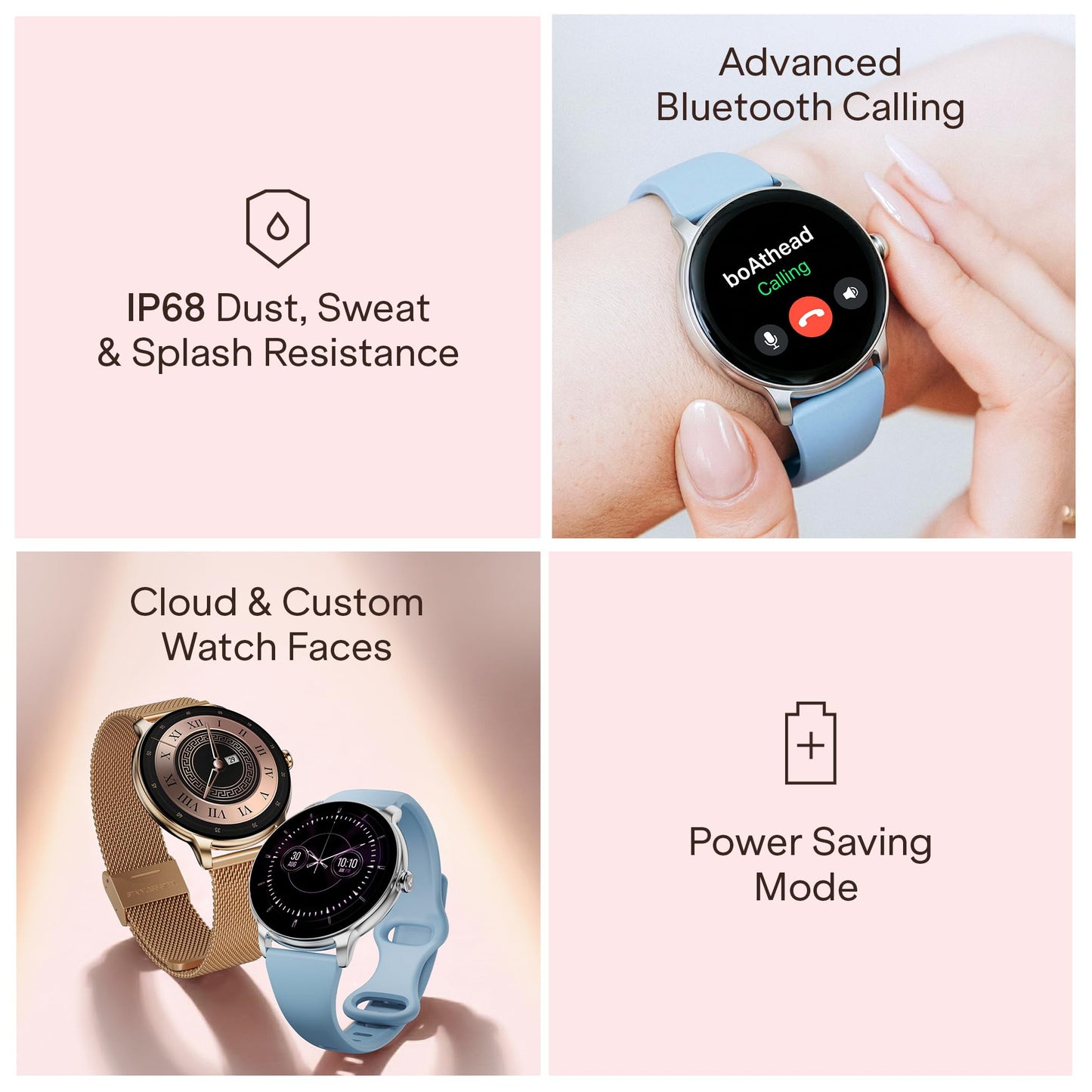 Boat Chrome Iris Fashion Smart Watch for Women - Elegant Ultra-Sleek Dial, Light-Weight Metal Body, 1.32" AMOLED Display, 1000 Nits, AOD, Female Wellness Tracking Watch for Woman (Metal Gold)