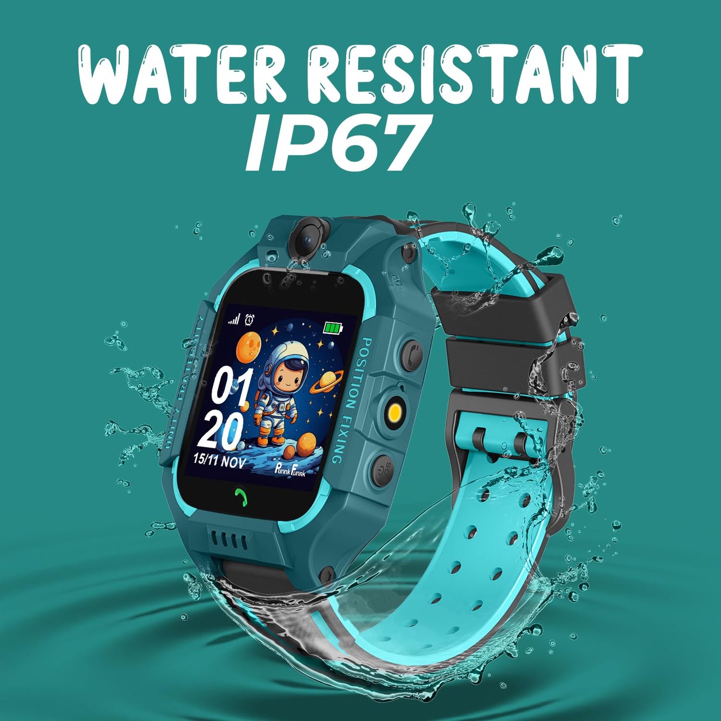 Punnk Funnk® Q18 Present Smart Kids LBS Location Tracking Watch with Voice Calling, SOS, Remote Monitoring, Camera, Geo-Fencing Function (Ocean Green)