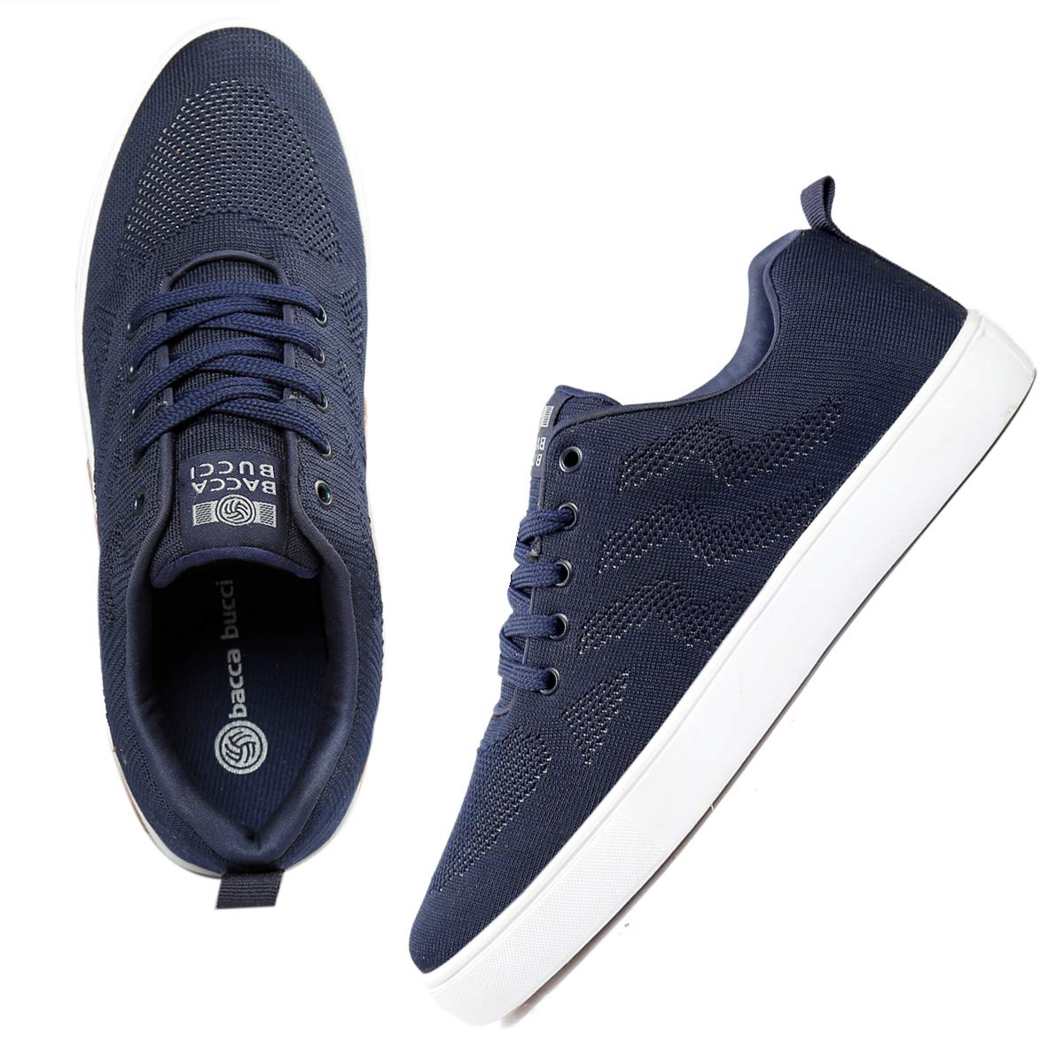 Bacca Bucci® Men's Knitted Canvas Venice Comfort/Air Flow Casual/Sneakers Shoes for Men- Blue, Size UK6