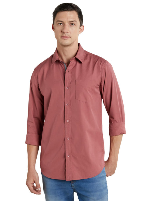 Symbol Premium Men's Casual Cotton Poplin Shirt (Regular Fit) (Dusky Pink_L)