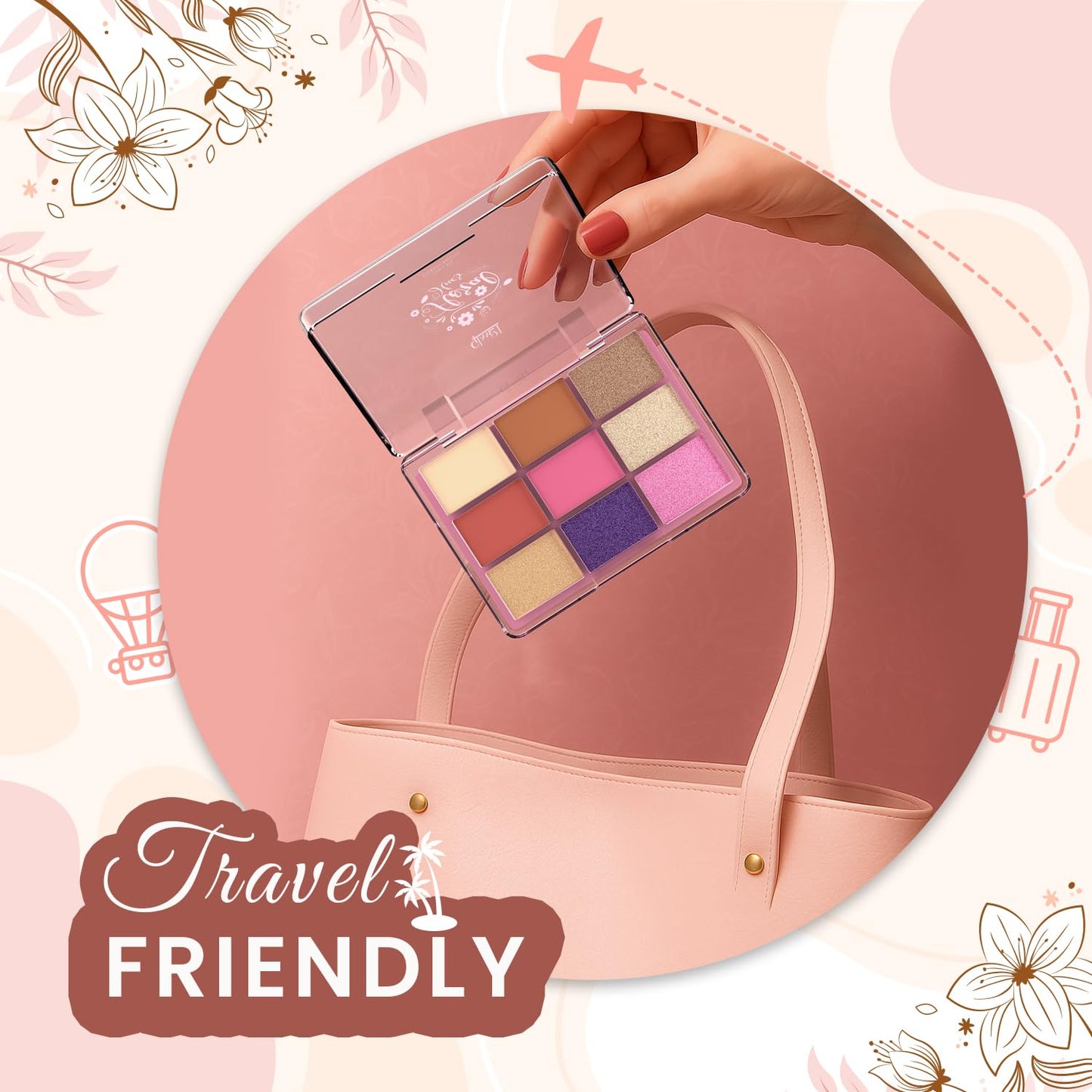 Glam21 Floral Hues 9 In 1 Eyeshadow Palette | Highly Pigmented | Easy To Carry | Super-Blendable | Mix of Matte and Shimmers Smudge-Proof (7.2 gm) | 03- Tulip