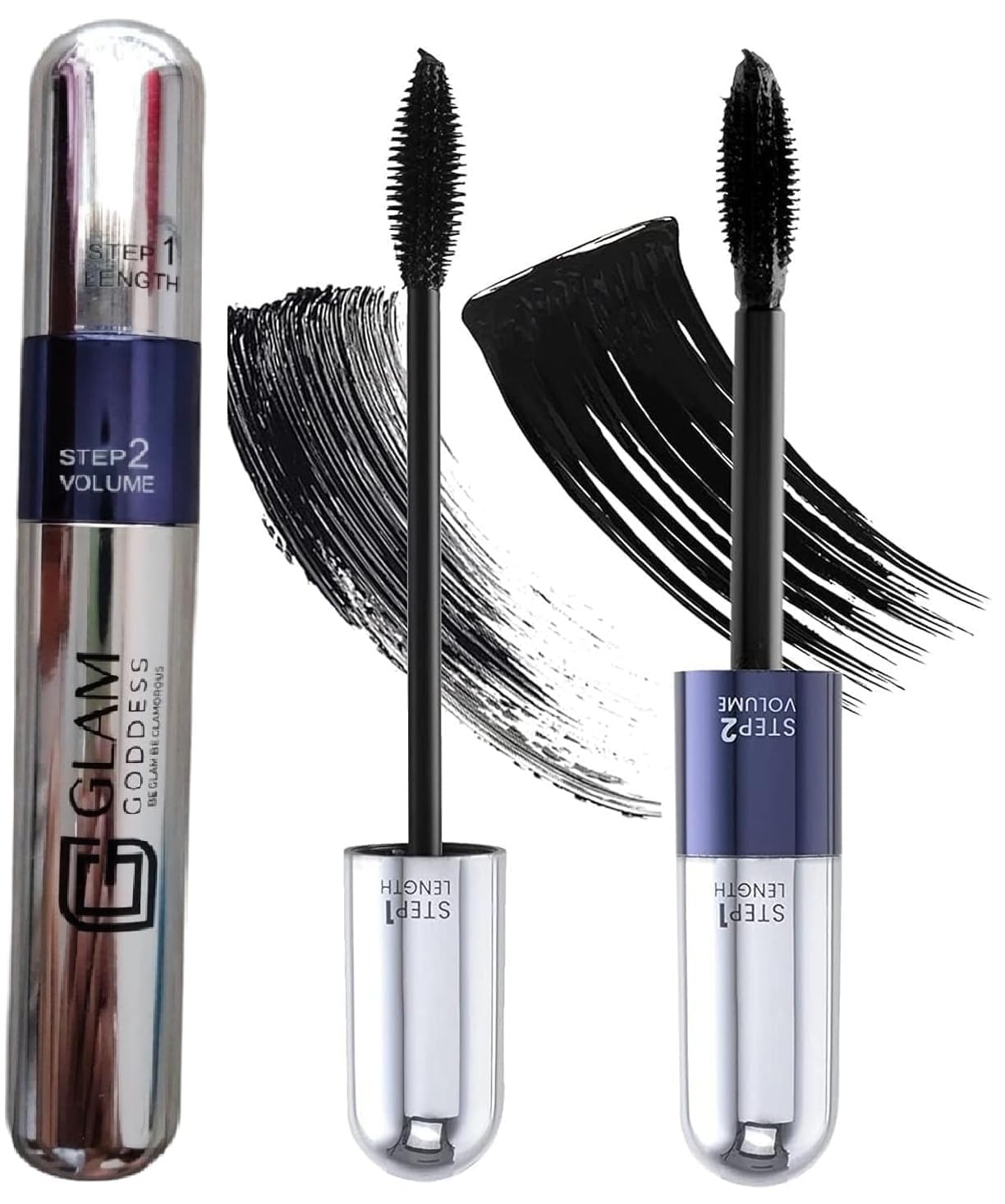 Glam Goddess Double Trouble Volumizing and Lengthening Mascara | 2-in-1 Mascara for Women | Long Lasting (15 ml) (Black)