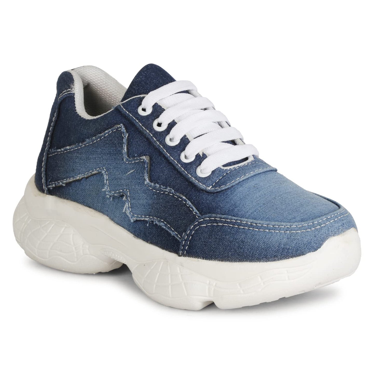 KRAFTER Girls Casual Chunky Walking Shoes for Women Dark-Blue-Dark-Blue-9021-36