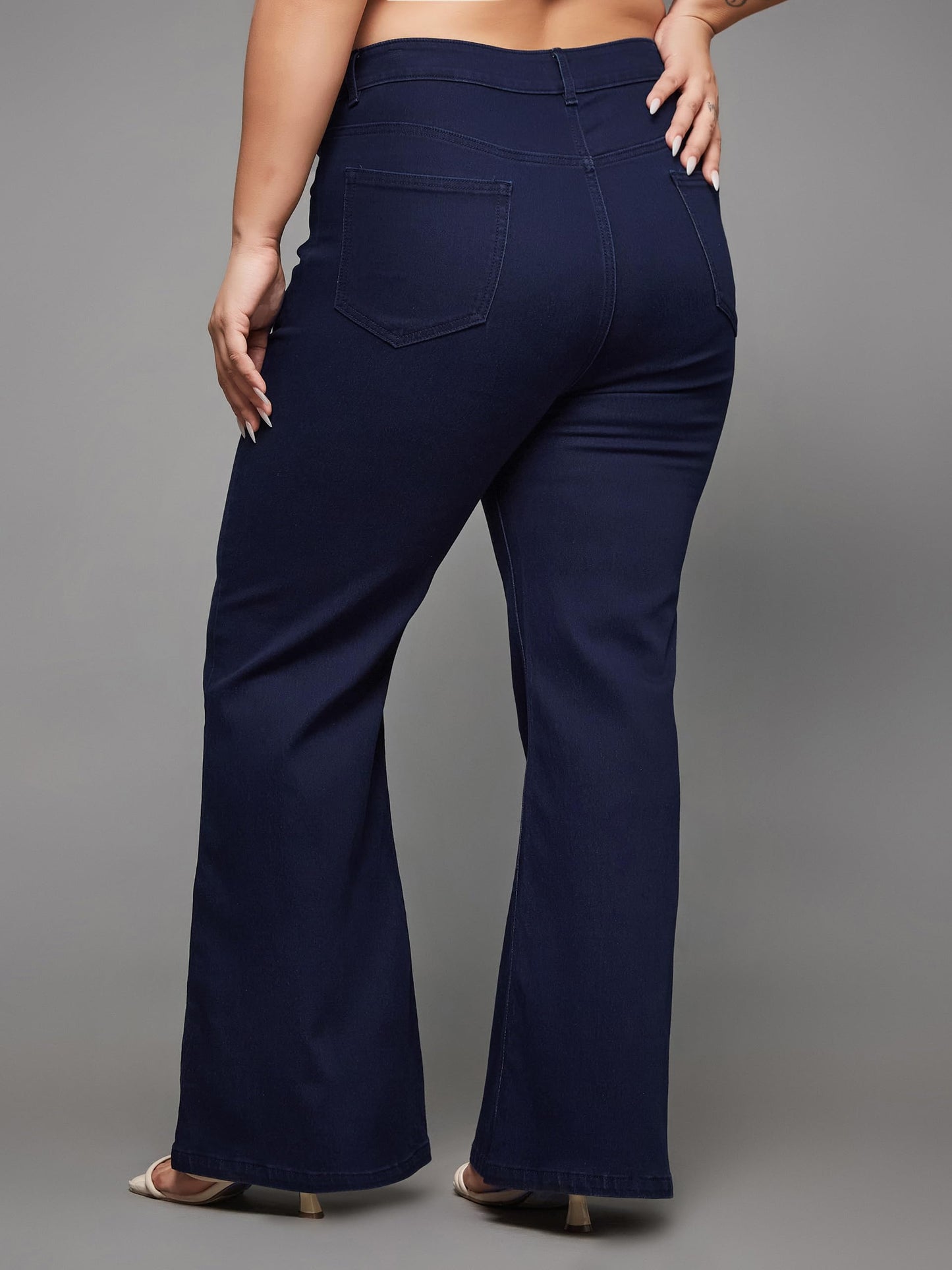 Miss Chase A+ Women's Bootcut High Rise Regular Length Stretchable Denim Jeans (APAW24DEN79-36-71-44, Navy Blue, 44)