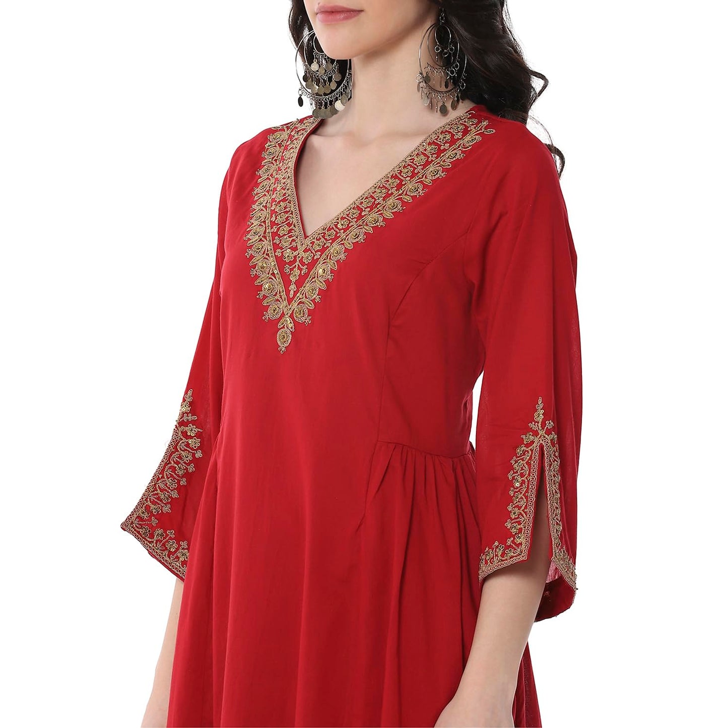 Biba Women's Red A-Line Kurta
