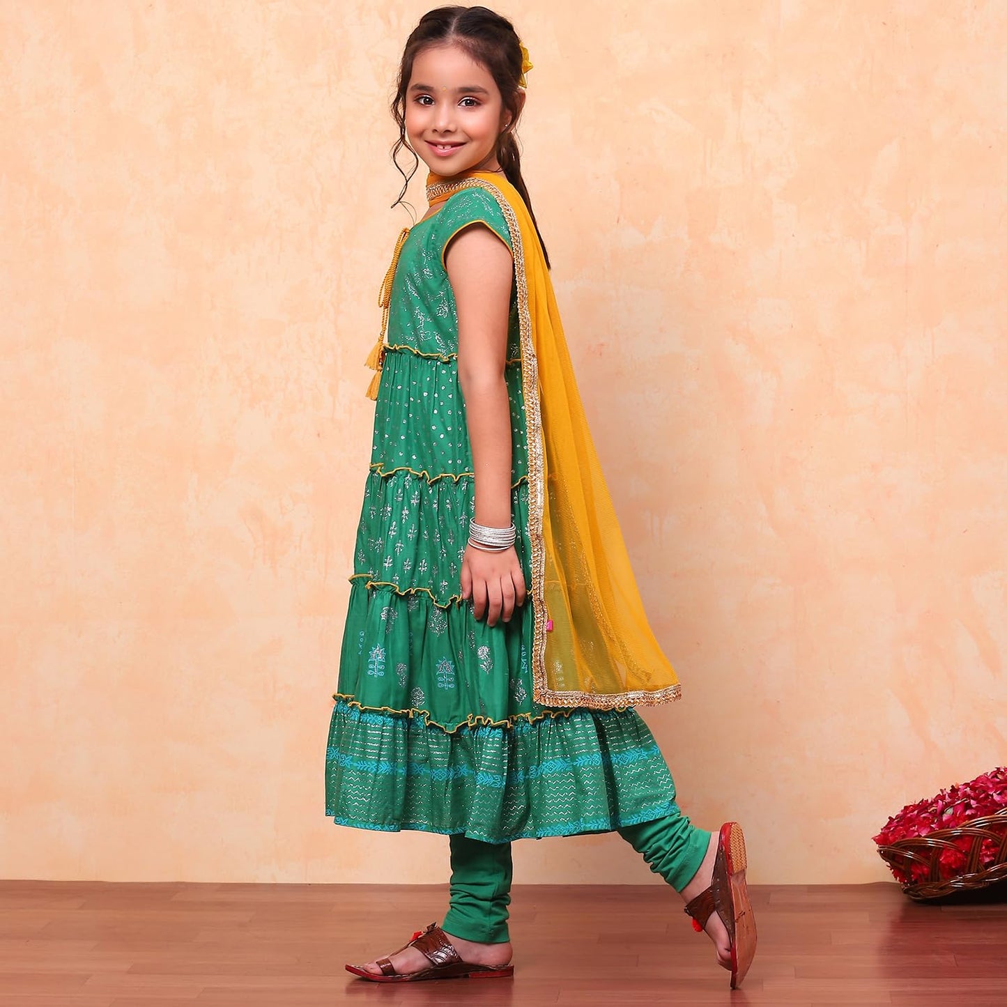 Biba Girl's Cotton Salwar Suit Sets (KW3526EAW24MEDIUM Green