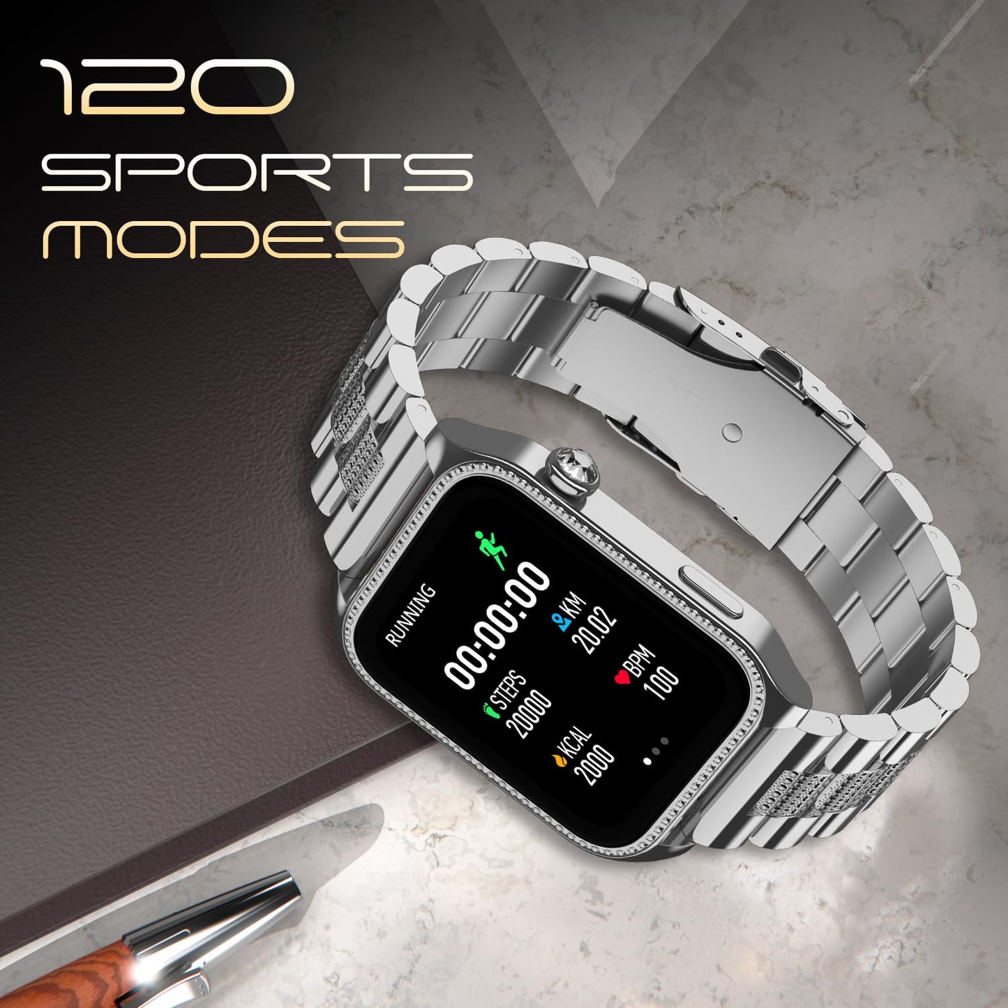 Fire-Boltt Xelor Luxury Stainless Steel Smart Watch. 1.78" AMOLED, Always-On Display, 368 * 448 px Resolution, Bluetooth Calling, 75 HZ Refresh Rate