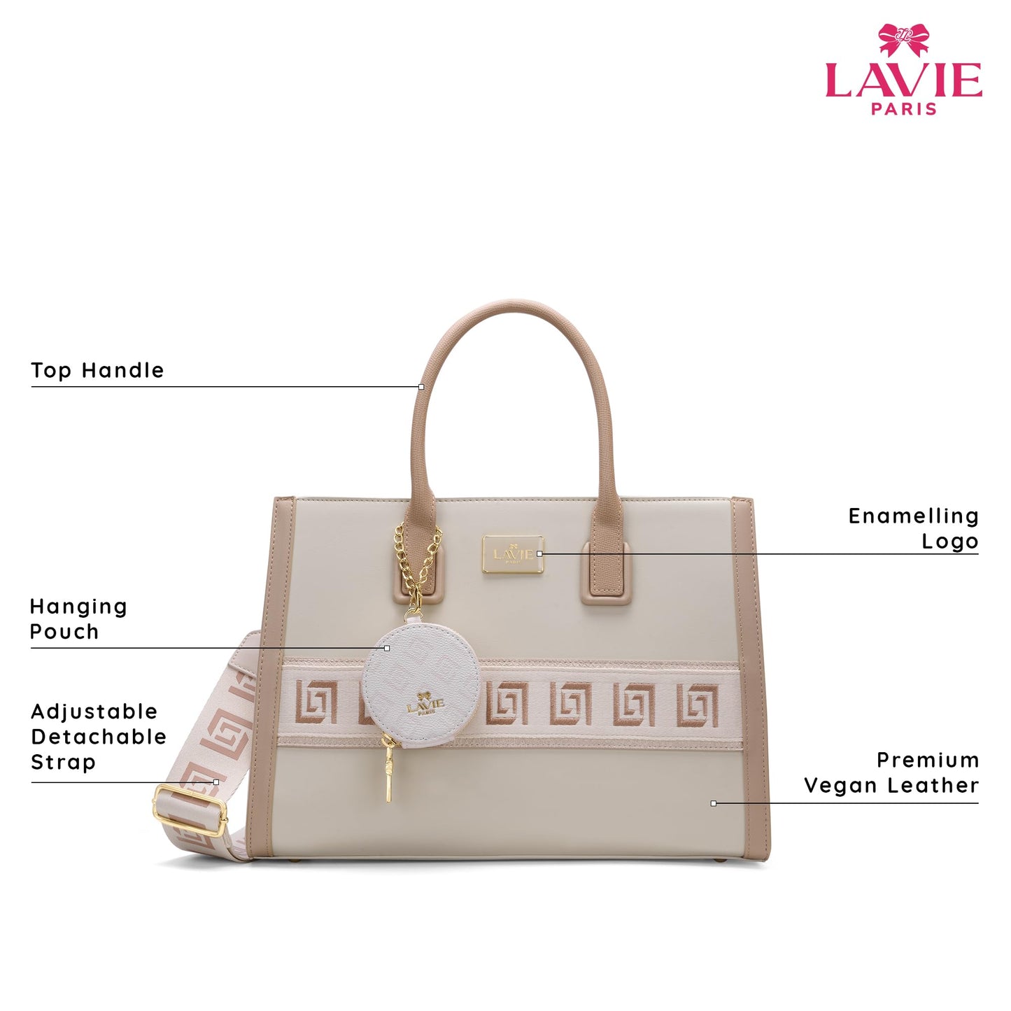 LAVIE PARIS Women's Jade Large Monogram Satchel Bag | Satchel Handbag for Work | Ladies Purse | Stylish Shoulder Bag | Gift for Women