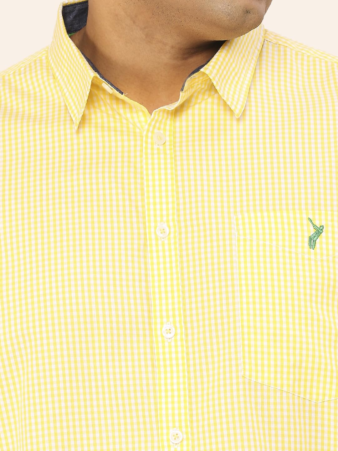 Thomas Scott Mens | Half Sleeve | Checks | Regular Fit Plus Size | 100% Cotton | Spread Collar | Casual Shirts (Available in Plus Size) (Yellow_5XL)