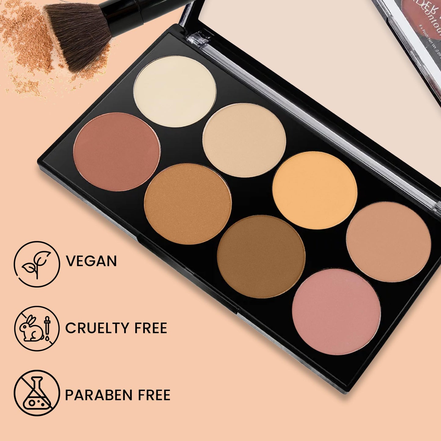 Shryoan Contour Blush and Highlighter 8 Color Palette | Highly Pigmented & Long Lasting | Semi-Matte Finish | Medium Coverage | Paraben-Free (28.0 gram) (Shade 02)