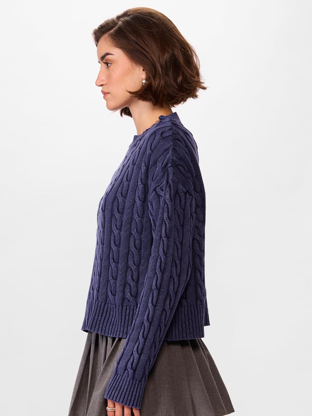 The Souled Store Solids: Grey Blue Women Oversized Sweater