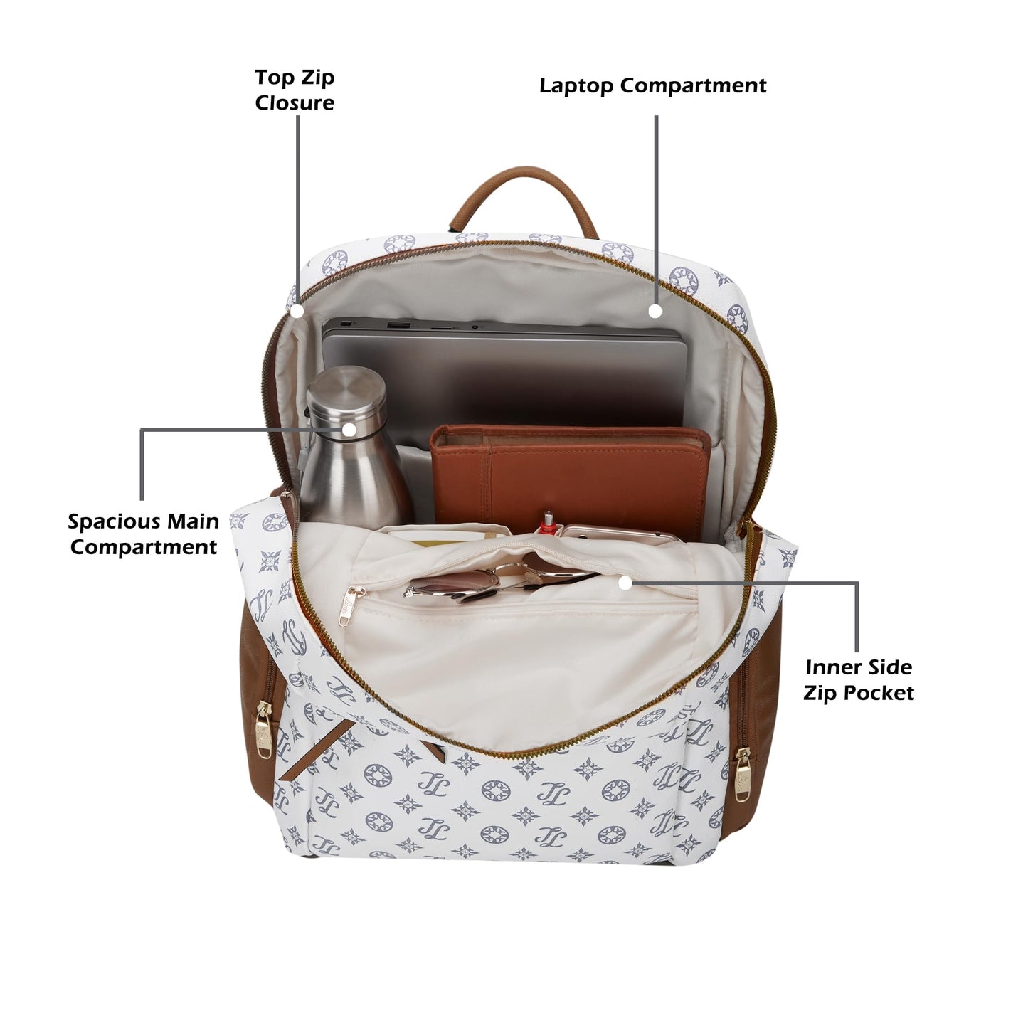 Lavie Signature Women's Mono Butte Large Fashion Backpack for Women | Fits Upto 15.5 Inch Laptop | Fashion Backpack for Work | Ladies purse | Stylish Shoulder Bag | Gift For Women