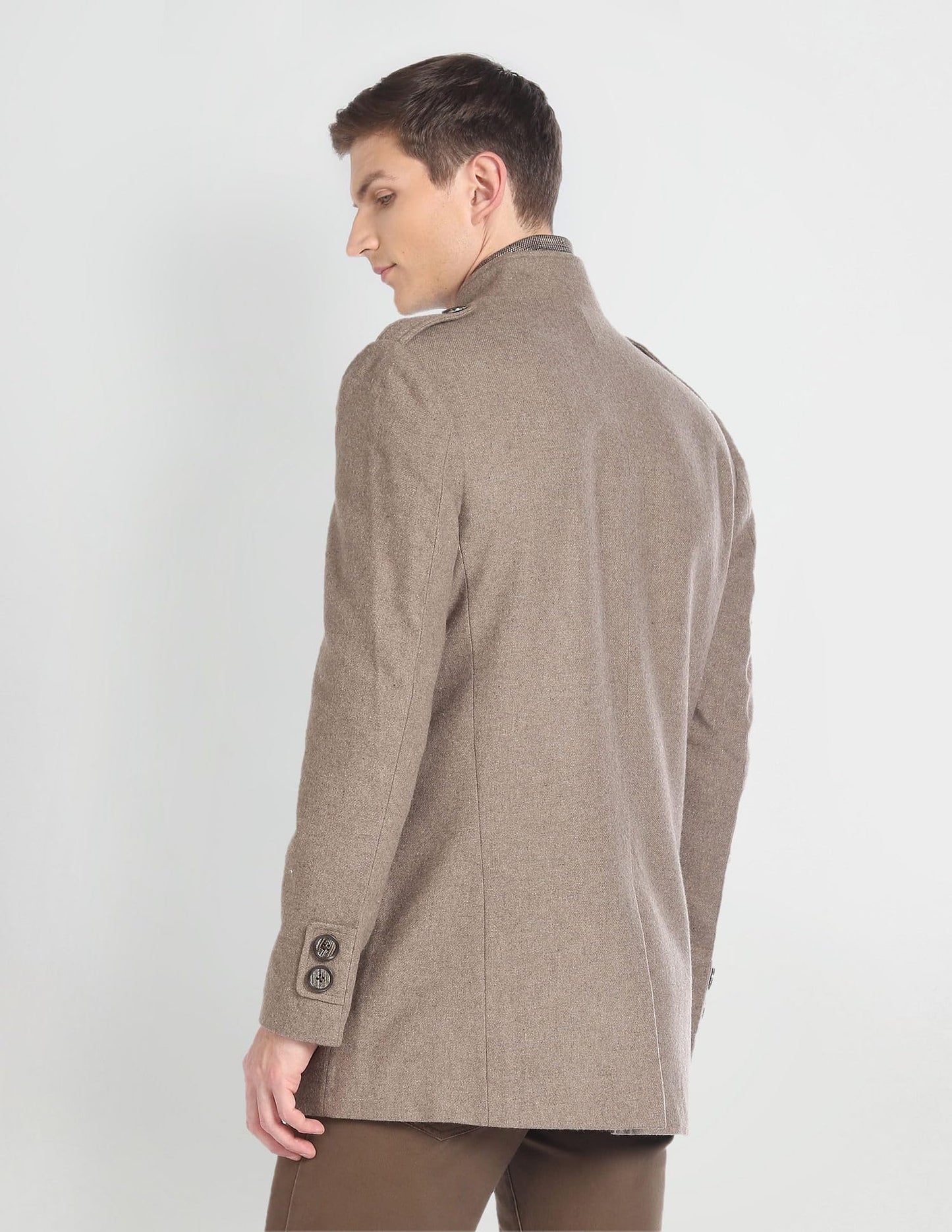 Arrow Men's Wool Standard Length Trench Coat (ASAGJK4794_Beige, 2XL