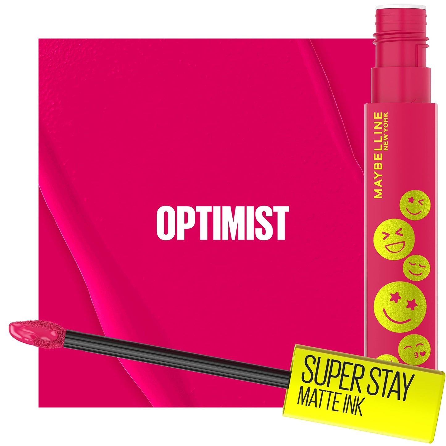 Maybelline Super Stay Matte Ink Liquid Lip Color, Moodmakers Lipstick Collection, Long Lasting, Transfer Proof Lip Makeup, Optimist, Pink, 1 Count