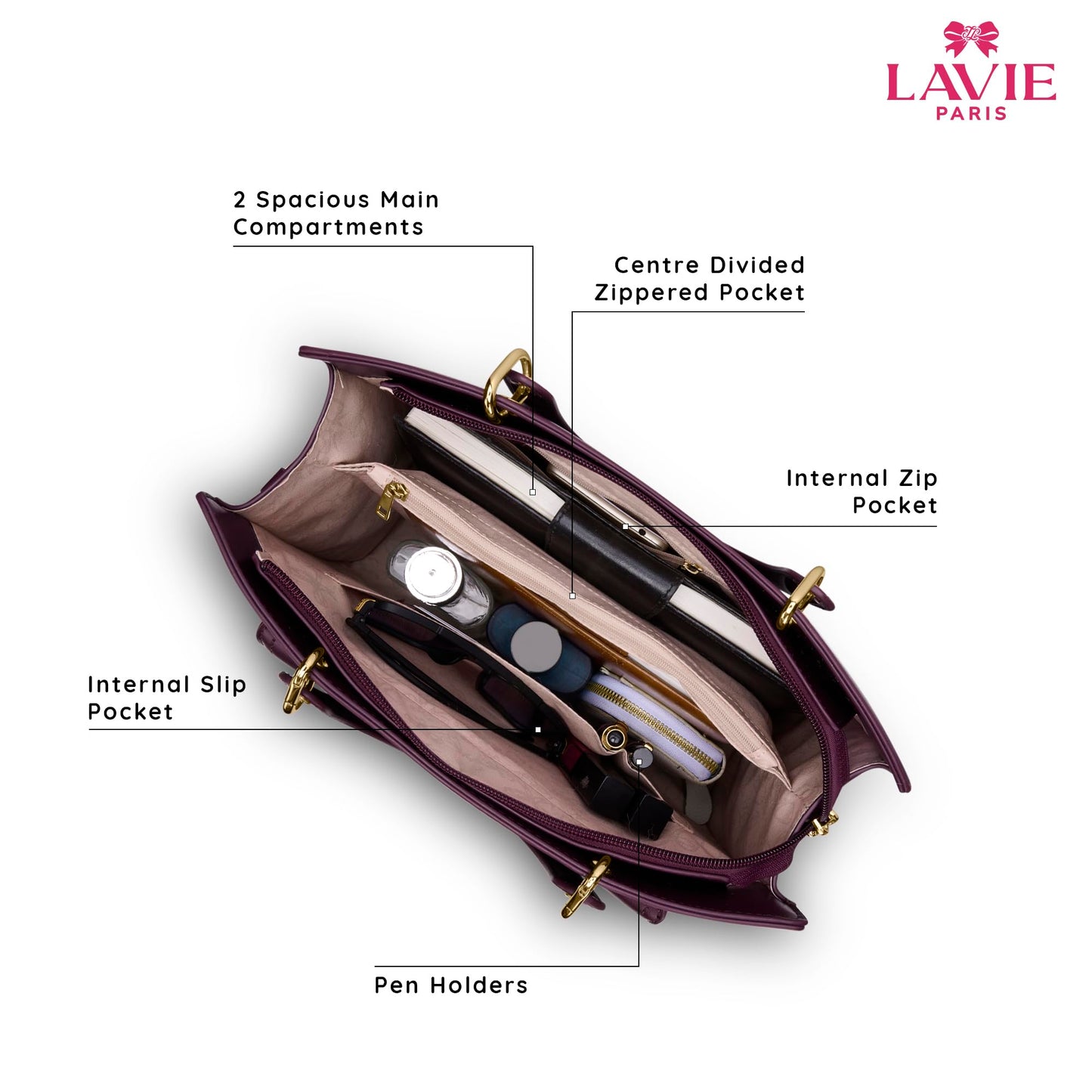 LAVIE PARIS Women's Pisa Box Satchel Bag | Satchel Handbag for Work | Ladies Purse | Stylish Shoulder Bag | Gift for Women