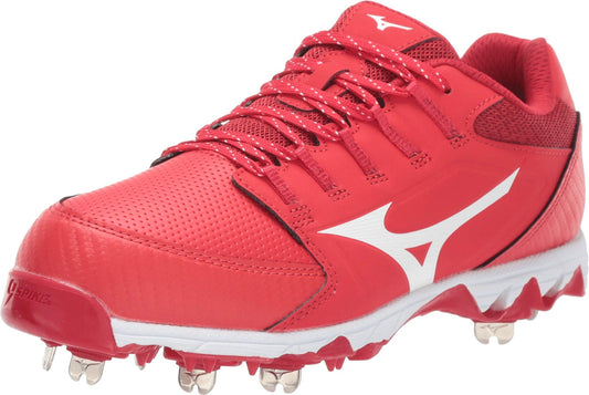 Mizuno womens 9-spike Swift 6 Low Metal Baseball Cleats, Red-white