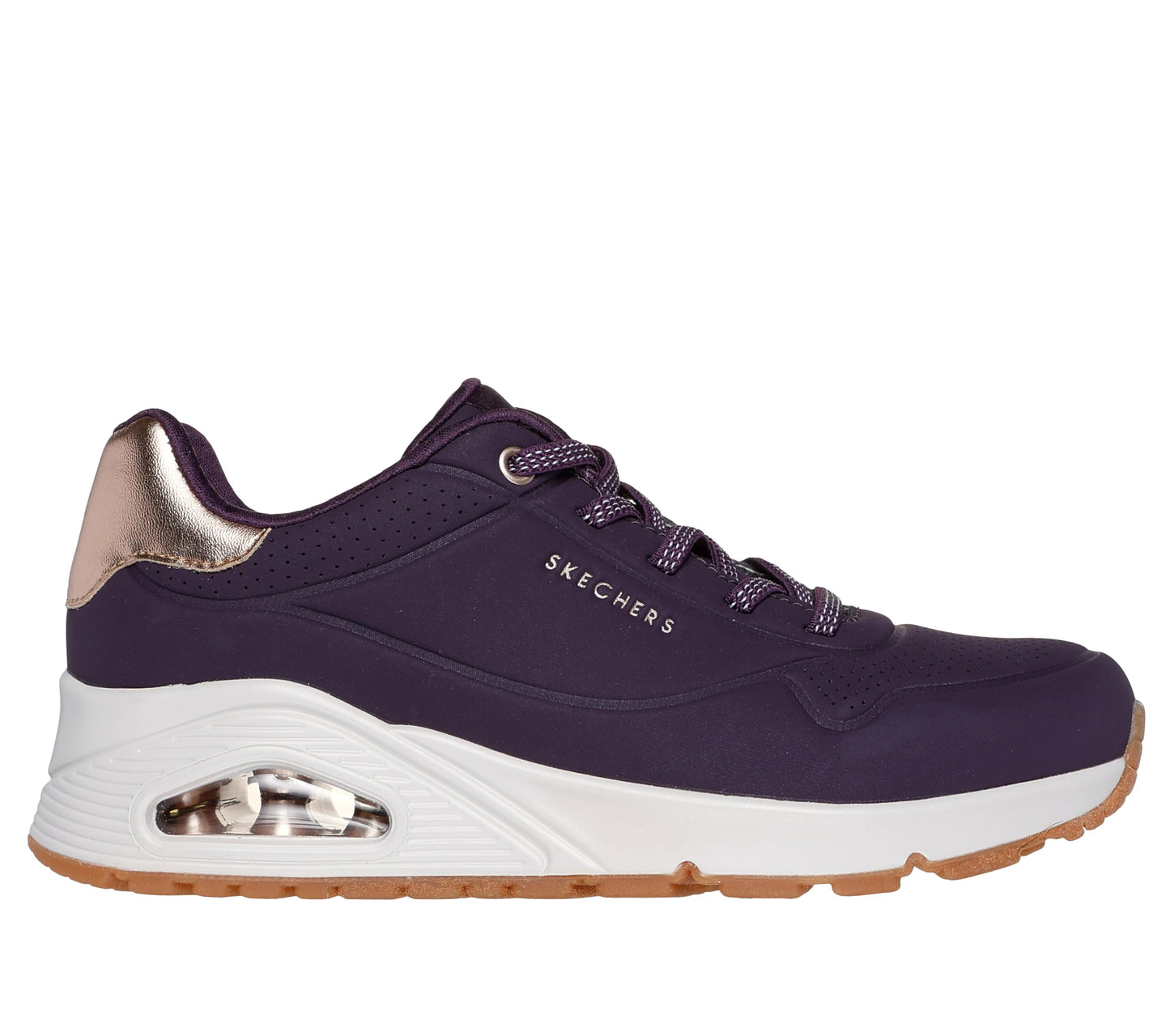 Skechers Womens UNO - Shimmer Away Dark Purple Lifestyle Lace Up Shoe