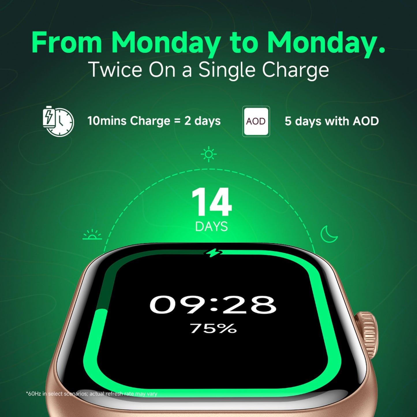 Redmi Move Smartwatch | 1.85" AMOLED (390×450, 600 nits) | Bluetooth Calling | 140+ Sports | 24×7 HR & SPO₂ | AOD | Up to 14-Day Battery | HyperOS (Gold Rush Strap)