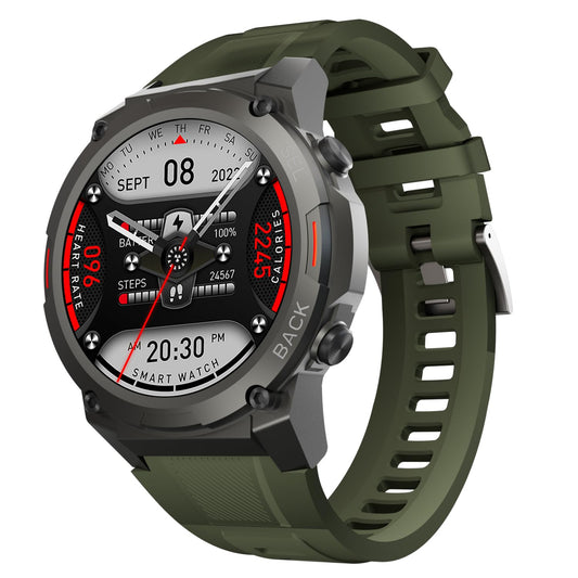 CrossBeats Armour 1.43" Super AMOLED Swimproof Always ON Bluetooth Calling Rugged Outdoor Military Standard Certified, 125+ Sports Modes, 15 Day Battery Life Smartwatch for Men (Green)