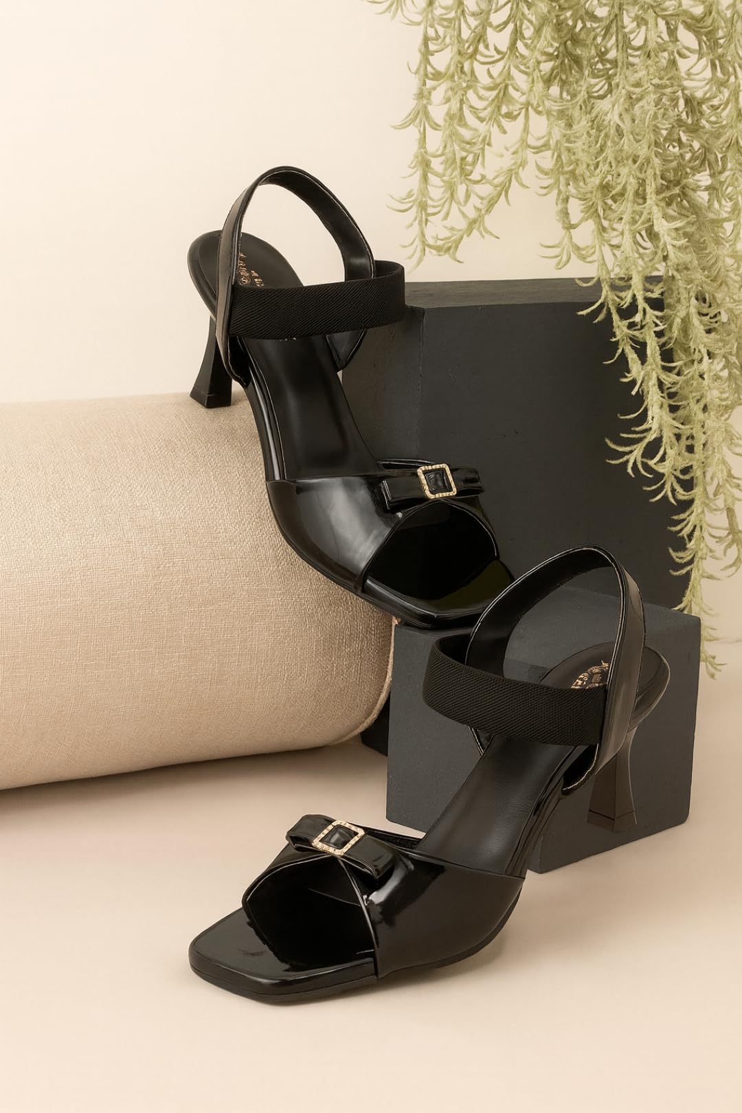 GLEMATOZ Women’s Black Block Heel Sandals with Ankle Strap & Comfortable Platform Elegant Party Heels for Evening & Wedding Footwear EU41