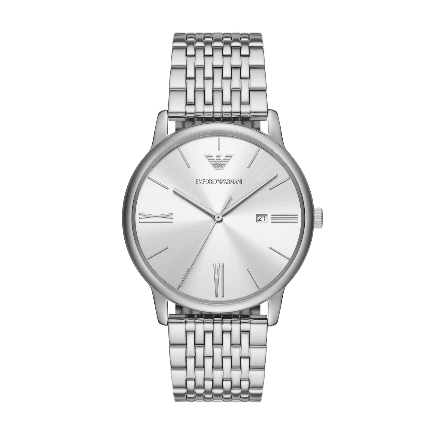 Emporio Armani Stainless Steel Analog White Dial Men Watch-Ar11599, Silver Band