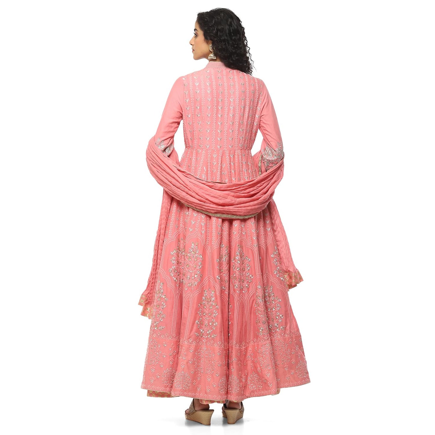 BIBA WOMEN EMBROIDERY ANARKALI SALWAR KURTA DUPATTA(SKD5876_BLUSH PNK_34)