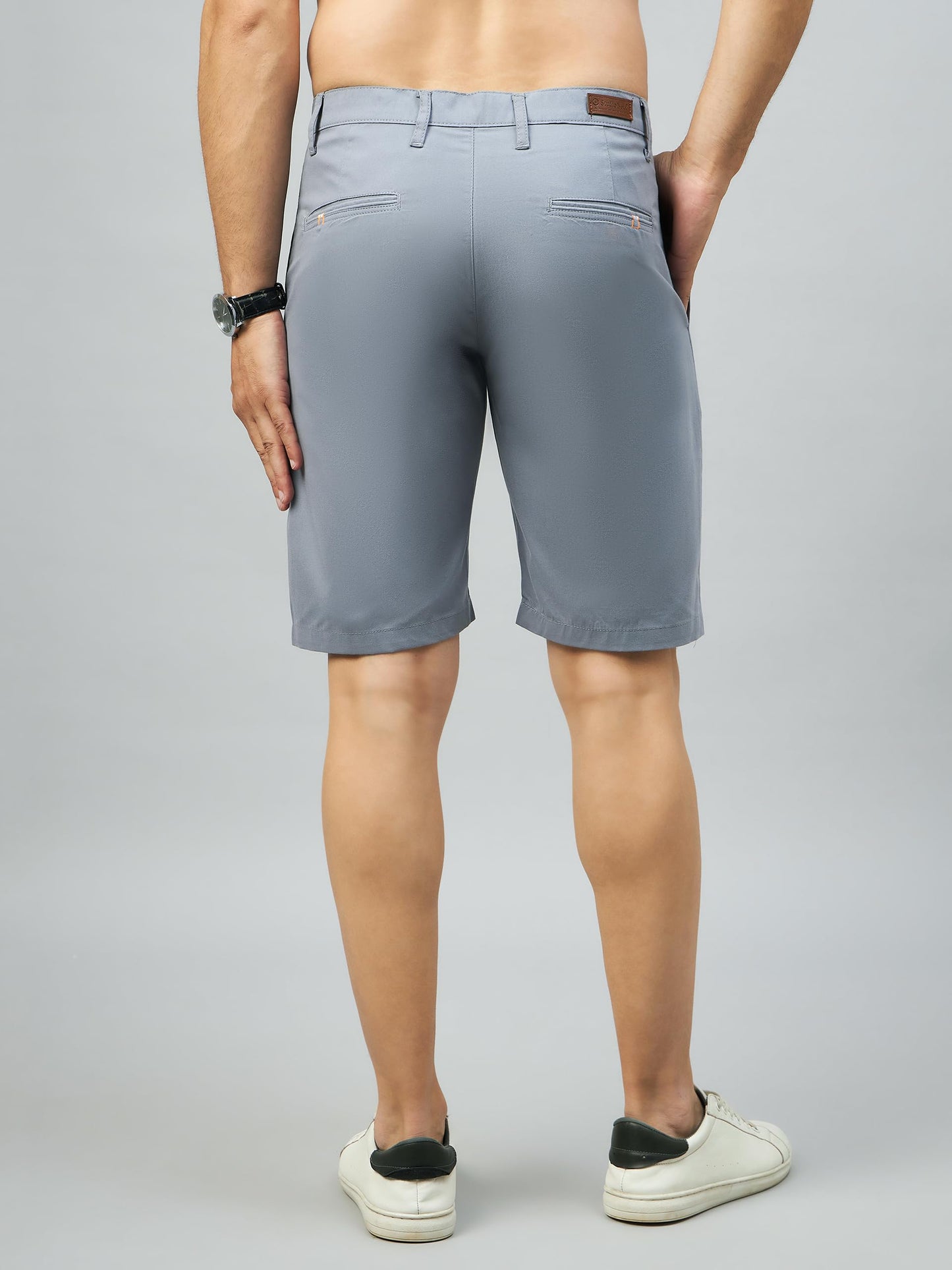 STUDIO NEXX Men's Regular Fit Bluish Grey Cotton Basics Shorts_UBER20_BLUISHGREY_28