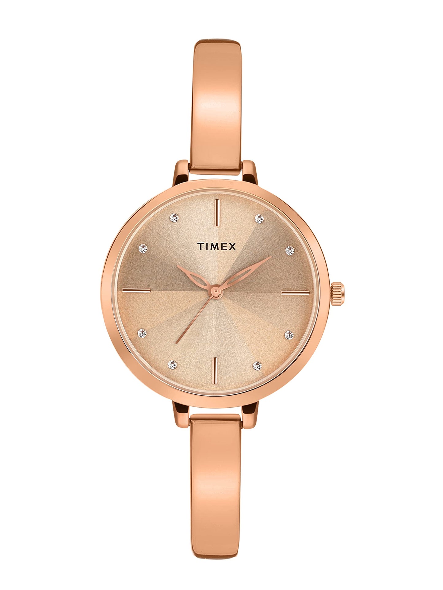 TIMEX Analog Watch for Women with Rose Gold Round Dial & Rose Gold Brass Bracelet Band Water Resistant Women's Wrist Watches - TWEL128SMU05
